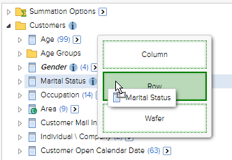 Dragging the Marital Status field from the Field List onto the Row drop zone